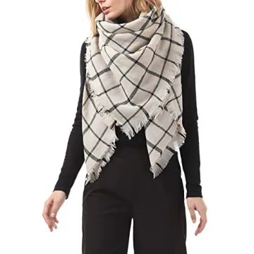 Womens Oversized Plaid Scarf Classic Soft Tartan Wrap
