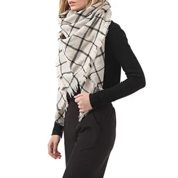Womens Oversized Plaid Scarf Classic Soft Tartan Wrap