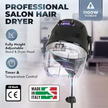 Pibbs Kwik Dryer, 1100-Watt Salon Hair Dryer with Caster Base