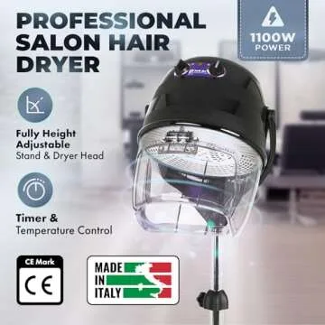 Pibbs Kwik Dryer, 1100-Watt Salon Hair Dryer with Caster Base