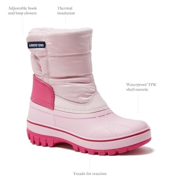 Lands' End Waterproof Kids Snow Boots - Insulated Warm Fleece Lined Winter Boots for Toddlers, Girls...