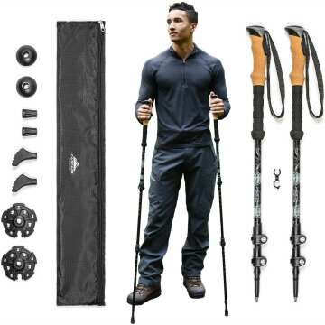 Aluminum Trekking Poles with Extended Grip and Tips