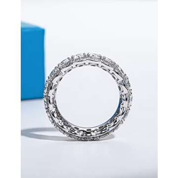 CannyCat Moissanite Eternity Ring Luxury Wedding Band for Women