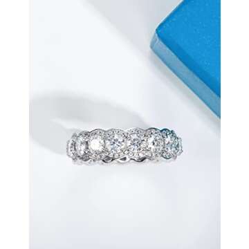 CannyCat Moissanite Eternity Ring Luxury Wedding Band for Women