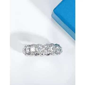 CannyCat Moissanite Eternity Ring Luxury Wedding Band for Women