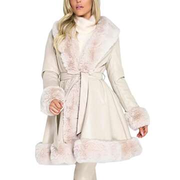 Aurgelmir Womens Faux Leather Jackets Winter Warm Short Long Parka Coat with Fur Collar Outwear Coat...