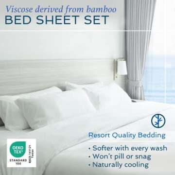 Hotel Sheets Direct 4 Piece Bed Sheet Set Queen Size, 100% Viscose Derived from Bamboo Sheets Set wi...