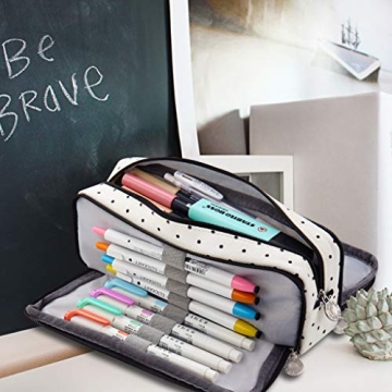 ONGOOBABY Large Pencil Case with 3 Compartments