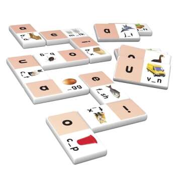 Junior Learning Short Vowel Dominoes Educational Action Games, Multi (JL493)