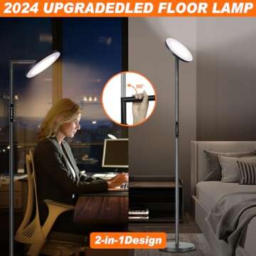 LINBAOHOME LED Dimmable Floor Lamp for Living Room, 69" Tall Lamp with Remote & Touch Control Upgrad...
