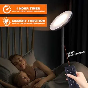 LINBAOHOME LED Dimmable Floor Lamp for Living Room, 69" Tall Lamp with Remote & Touch Control Upgrade Lamp Pole Rotary 90° Brightness 4 Color Temperature Standing Lamp for Bedroom/Office