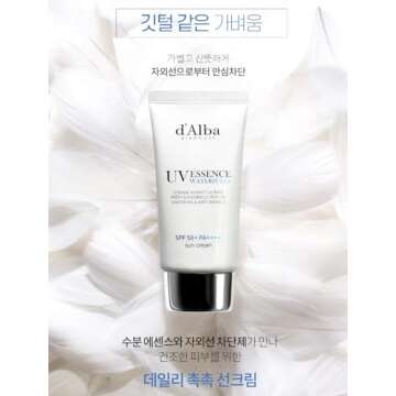 d'Alba Piedmont [ORIGINAL] UV Essence Sunscreen for Face SPF 50+ Face Moisturizer Korean Ultra Violet Protection White Truffle Sun Cream Hydrate Skin and Decrease Wrinkles