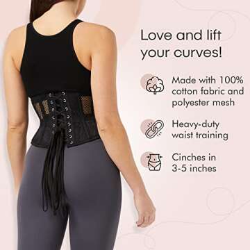 SHOP-INN Women's Waist Training Underbust Corset Steel Boned Hourglass Body Shaper (XS)