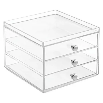 iDesign 3 Plastic Vanity, Compact Slim Storage Organization Drawers Set for Cosmetics, Dental Supplies, Hair Care, Bathroom, Dorm, Desk, Countertop, Office, 6.5" x 7" x 5"