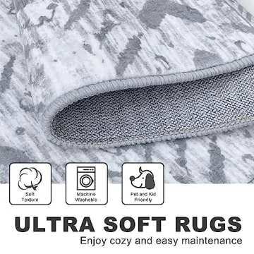 KILOCOCO Boho Kitchen Runner Rug 2x6 Washable Runner Rug, Soft Runners for Hallways Non Slip Printed Distressed Laundry Room Rug, Low-Pile Rug for Entryway/Bedroom/Living Room, Grey White Blue