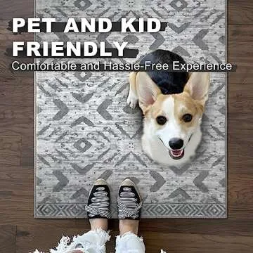 KILOCOCO Boho Kitchen Runner Rug 2x6 Washable Runner Rug, Soft Runners for Hallways Non Slip Printed Distressed Laundry Room Rug, Low-Pile Rug for Entryway/Bedroom/Living Room, Grey White Blue