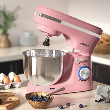 KUPPET 8-Speed Pink Stand Mixer with 4.7QT Bowl