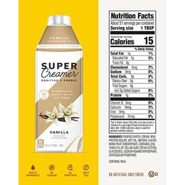 Keto Coffee Creamer 0g Sugar 2g Protein Delicious Vanilla 3 Pack