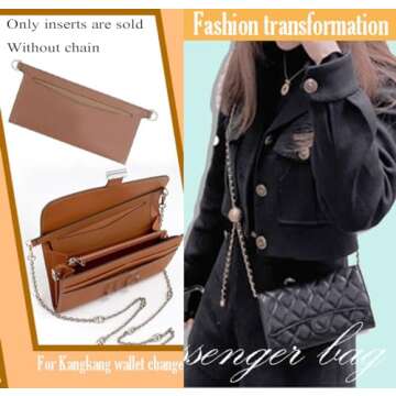 Lckaey purse insert Bag accessories kit- for Wallet Sarah bag, handbag inner bag organizer, 3015- brown