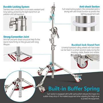 Neewer Pro Stainless Steel C Stand for Heavy Equipment Light Support