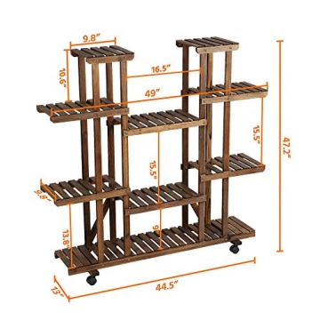 Yaheetech 6-Tier Wood Plant Stand with Wheels Indoor Outdoor