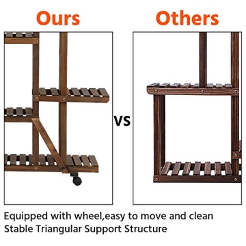 Yaheetech 6-Tier Wood Plant Stand with Wheels Indoor Outdoor