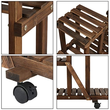 Yaheetech 6-Tier Wood Plant Stand with Wheels Indoor Outdoor