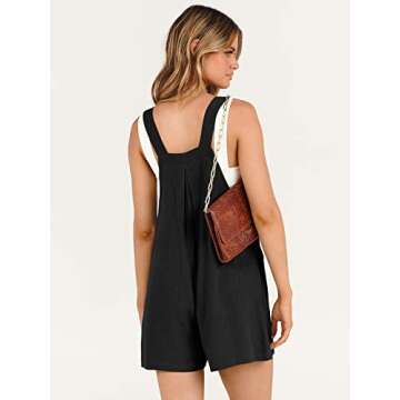 ANRABESS Women's Summer Casual Rompers Bib Short Overalls Loose Linen Jumpsuit Beach Outfits Travel Vacation Clothes Black Small