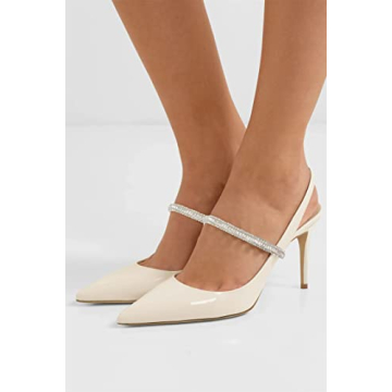 Elegant Coziavenue Women's Slingback Pumps with Rhinestones