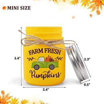 Fall Mini Mason Jar Decorations Farmhouse Autumn Tiered Tray Decor Rustic Table Decoration for Home Kitchen Centerpieces Happy Fall Y'all Thankful Grateful Blessed Farm Fresh Pumpkins Set of 3