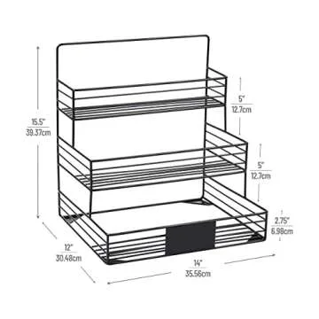 Mind Reader Coffee Syrup Station, Coffee Bar Accessories, Countertop Organizer, Kitchen, Metal, 14"L x 12"W x 15.5"H, Black