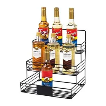 Mind Reader Coffee Syrup Station, Coffee Bar Accessories, Countertop Organizer, Kitchen, Metal, 14"L x 12"W x 15.5"H, Black