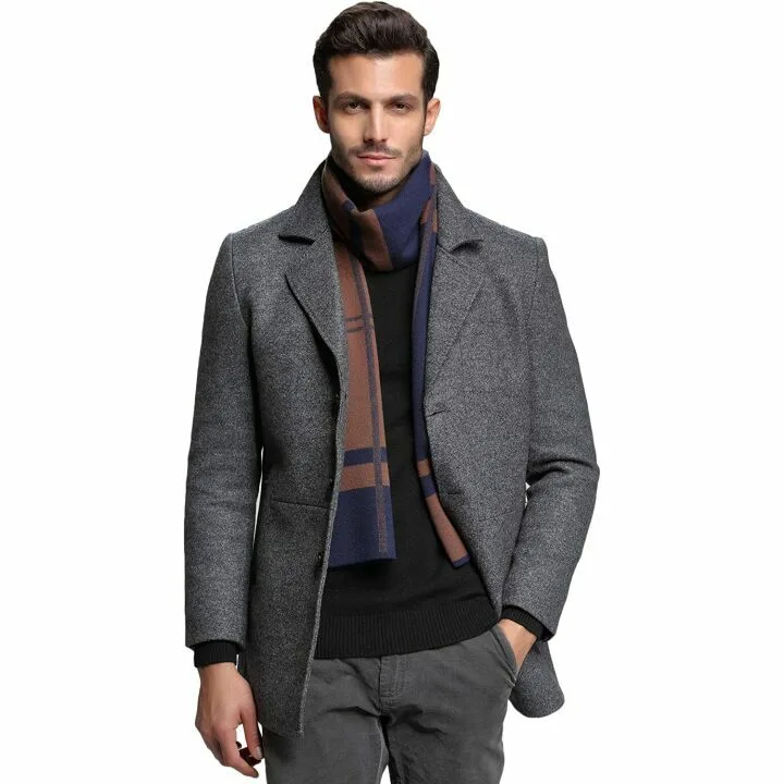 RIONA Men's Warm Wool Knitted Scarf for Winter