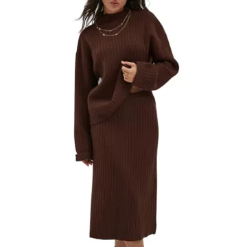 CHYRII Women's Cozy Sweater Skirt Outfits Winter Fashion