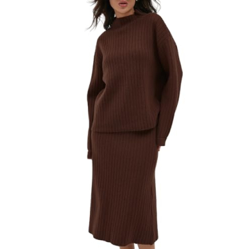 CHYRII Women's Cozy Sweater Skirt Outfits Winter Fashion