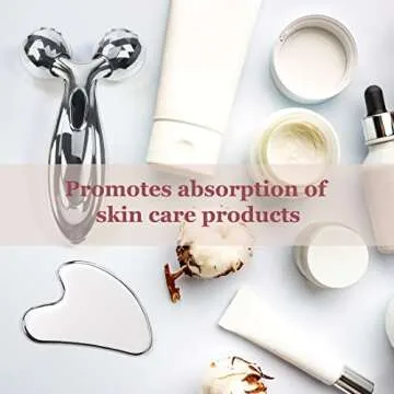 leiwo Stainless Steel Gua Sha and Face Roller Set, Facial Tool for Face Sculpting, Metal Skin Care, Massager for Women