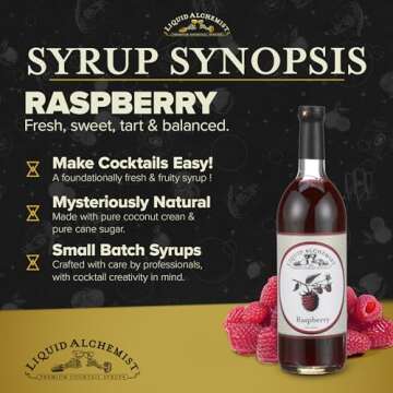 Liquid Alchemist Raspberry Syrup for Drinks - Real Ingredients Make the Perfect Summer Cocktail or Margarita Mix - Our Raspberry Cocktail Syrup is Non-GMO & Vegan (12 oz)