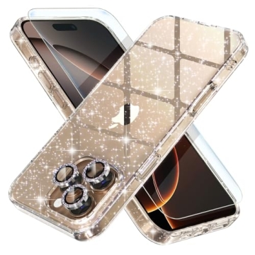 Choiche iPhone 16 Pro Max Cute Clear Glitter Case with Protectors