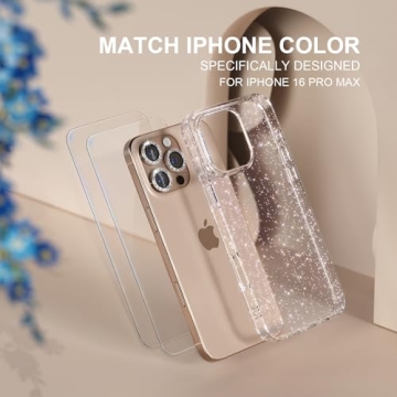 Cute Glitter Case for iPhone 16 Pro Max with Protectors