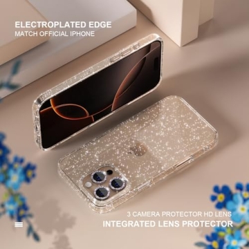Cute Glitter Case for iPhone 16 Pro Max with Protectors