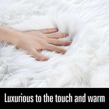 LOCHAS Soft Fluffy Faux Fur Rugs for Bedroom Bedside Rug 3x5 Feet, Washable, Furry Sheepskin Area Rug for Living Room Girls Room, Luxury Shag Carpet Home Decor, White