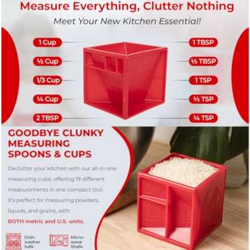 KITCHEN CUBE ORIGINAL | All-in-One Measuring Cube | Premium Measuring Device | 19+ Measurements For ...