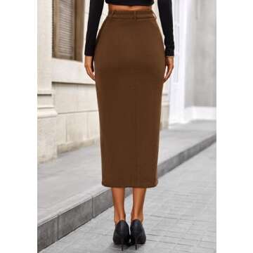 PRETTYGARDEN Women's Fall Midi Pencil Skirts Dressy Casual Work Office High Waisted Trendy Winter Co...