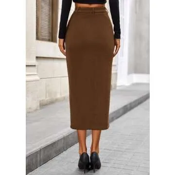 PRETTYGARDEN Women's Fall Midi Pencil Skirts Dressy Casual Work Office High Waisted Trendy Winter Co...