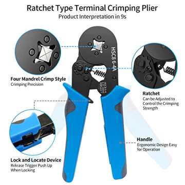 DIVANC Ferrule Crimping Tool Kit, Ferrule Crimper Plier with 1200pcs Wire Ferrules Kit Wire Ends Terminals, Self-adjustable Ratchet Wire Crimper for AWG 23–7 Electrical Wire Connectors (Blue)