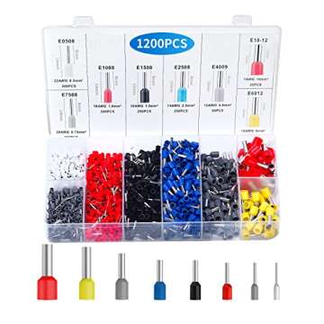 DIVANC Ferrule Crimping Tool Kit, Ferrule Crimper Plier with 1200pcs Wire Ferrules Kit Wire Ends Terminals, Self-adjustable Ratchet Wire Crimper for AWG 23–7 Electrical Wire Connectors (Blue)