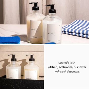 KIVY Elegant Glass Soap Dispenser Set with Labels