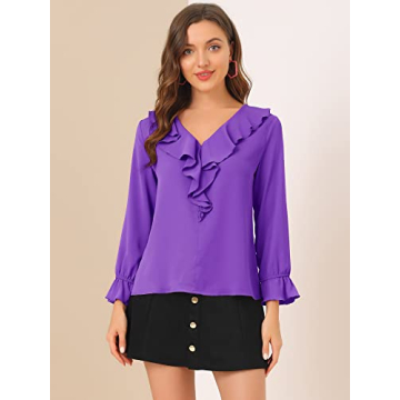Allegra K Ruffle Blouse for Work Casual Elegant Top