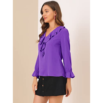 Allegra K Ruffle Blouse for Work Casual Elegant Top