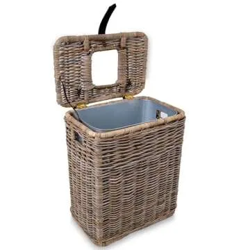The Basket Lady Handcrafted Serene Grey Trash Basket with Metal Liner - 20 x 13 x 24 inches